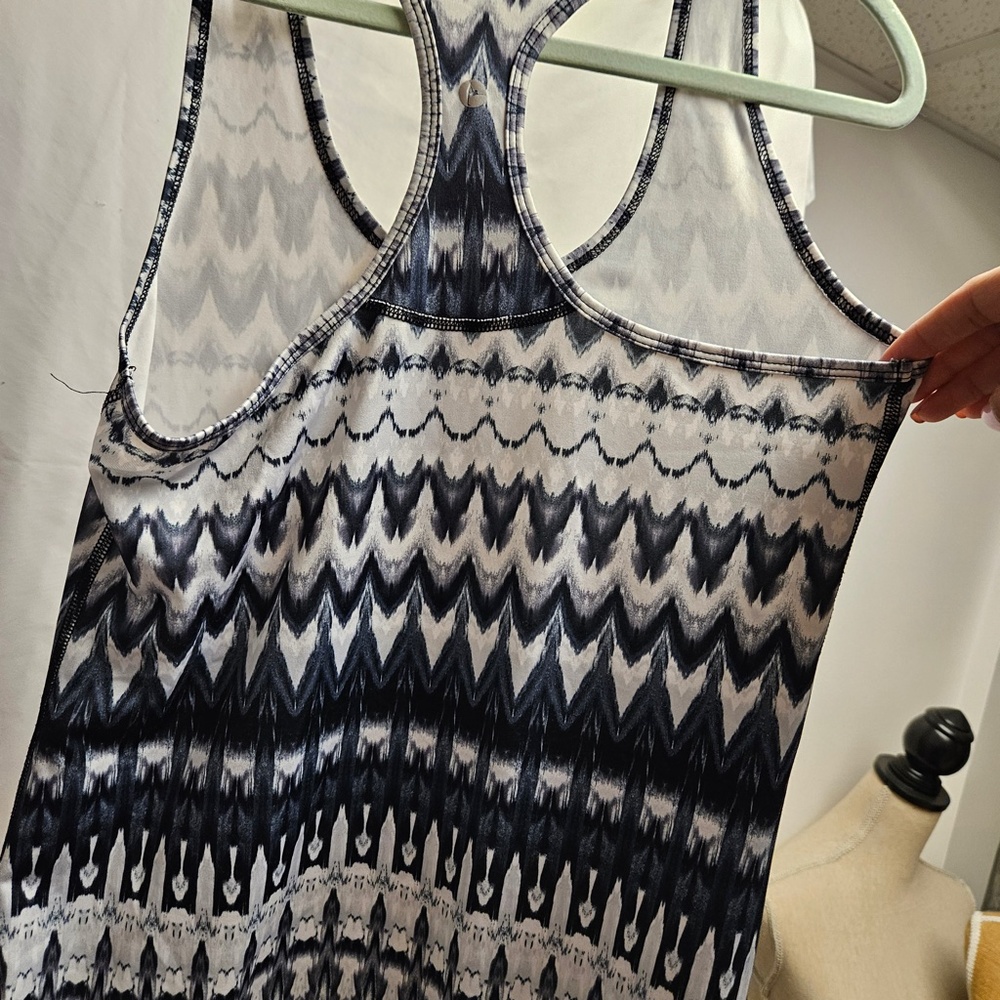 3for$25 blue grey printed workout tank top athletic 90 degrees racerback scoop L - Picture 5 of 5